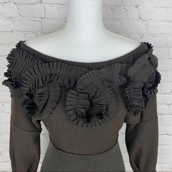 Anthropologie RYU wool ruffled off shoulder knit top SMALL - Picture 5 of 15